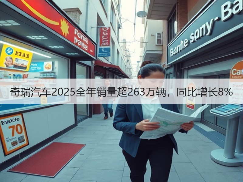 奇瑞汽车2025全年销量超263万辆，同比增长8%