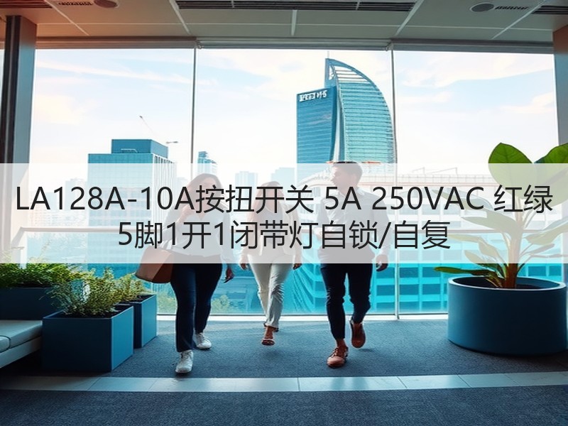 LA128A-10A按扭开关 5A 250VAC 红绿 5脚1开1闭带灯自锁/自复